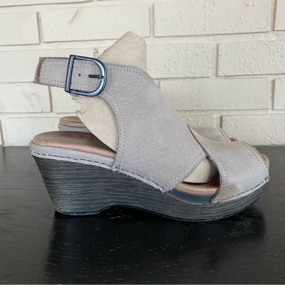 Womens Dansko Leather Distressed Stone Gray Vanda platform wedge Heel Sandal 36 - Picture 2 of 5